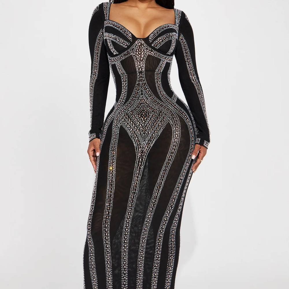 Elegant Black and Silver Women's Dress